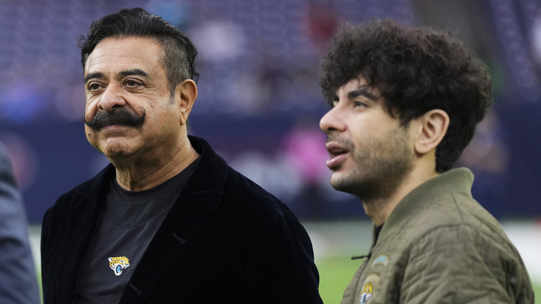 Shad and Tony Khan seen at a Jaguars game