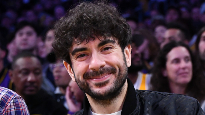 Tony Khan attends a basketball game between the Los Angeles Lakers and the San Antonio Spurs