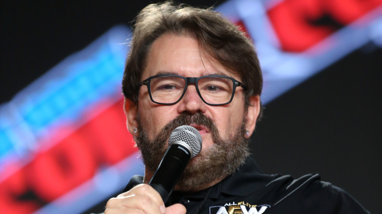 Tony Schiavone talking into a mic