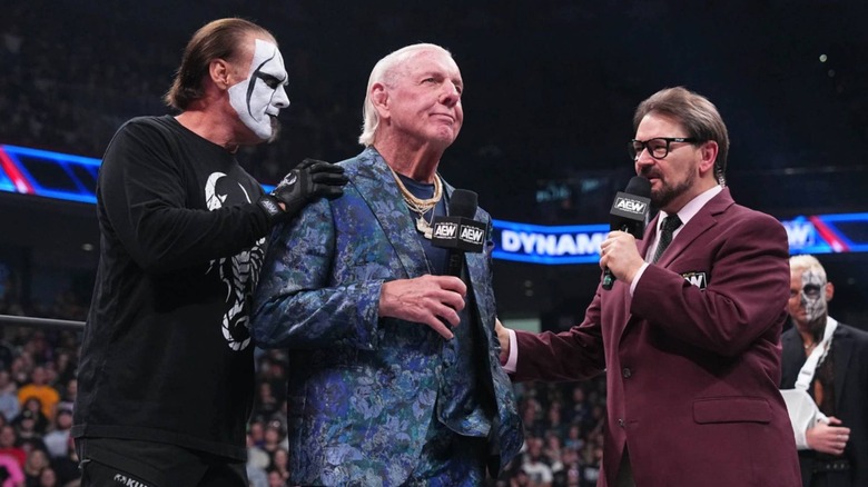 Sting, Ric Flair, and Tony Schiavone