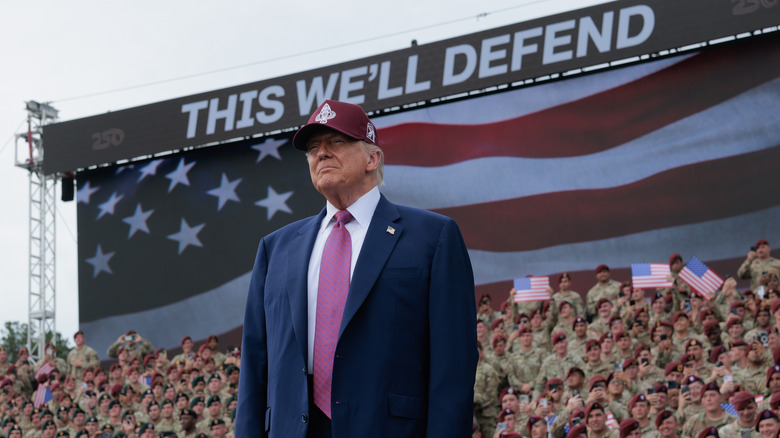Donald Trump attends army rally