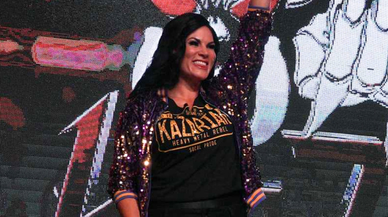 Traci Brooks wearing sparkly jacket