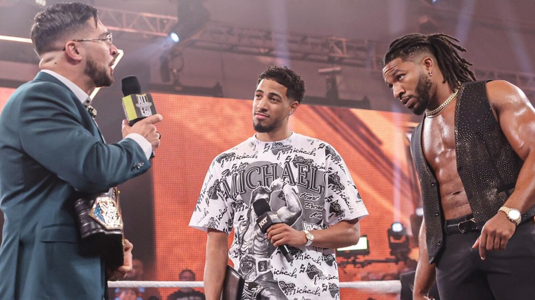 Ethan Page, Tyrese Haliburton, and Trick Williams on WWE NXT