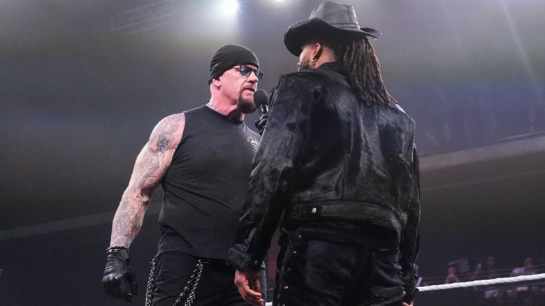 The Undertaker staring at Trick Williams