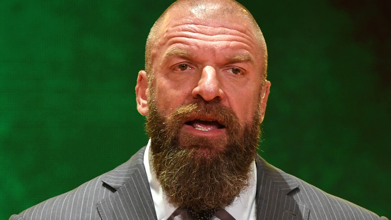 Triple H Speaks At A WWE Promotional Event 
