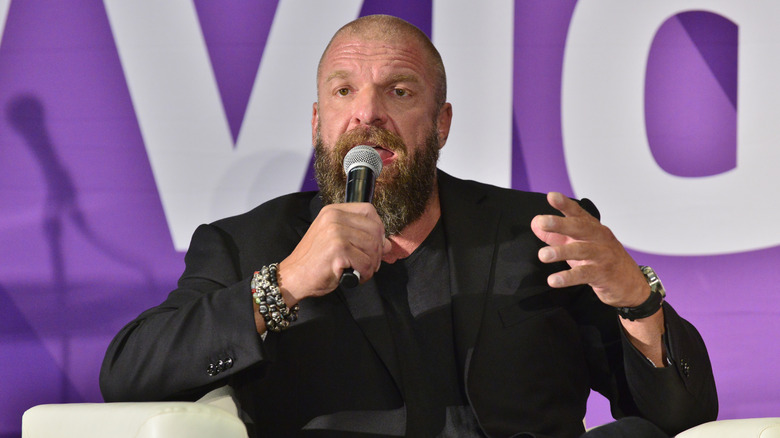 WWE Superstar Triple H attends 2019 VidCon at Anaheim Convention Center on July 11, 2019 in Anaheim, California.