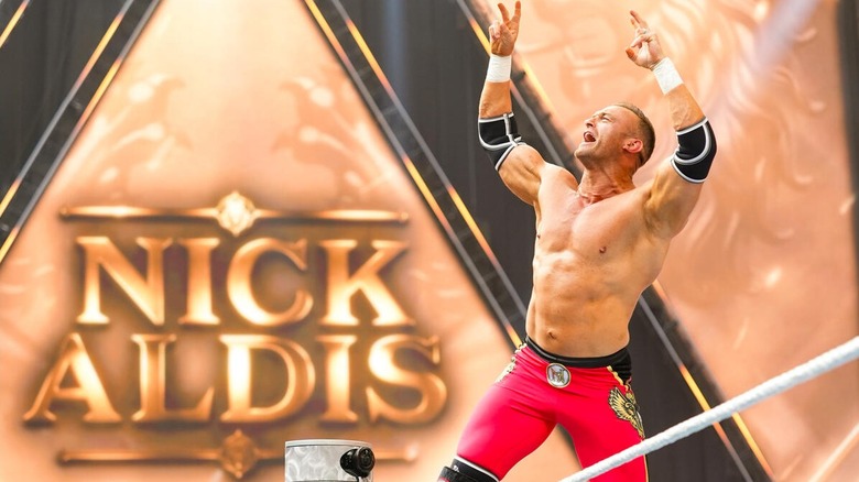 Nick Aldis stands on the ropes and takes in the admiration from the Minneapolis crowd ahead of his in-ring debut at SummerSlam