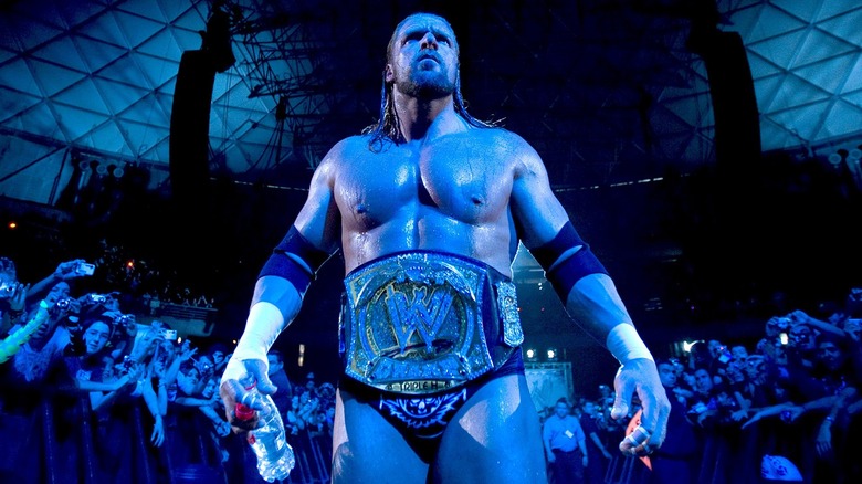 Triple H on his way to the ring during his reign as the WWE Champion