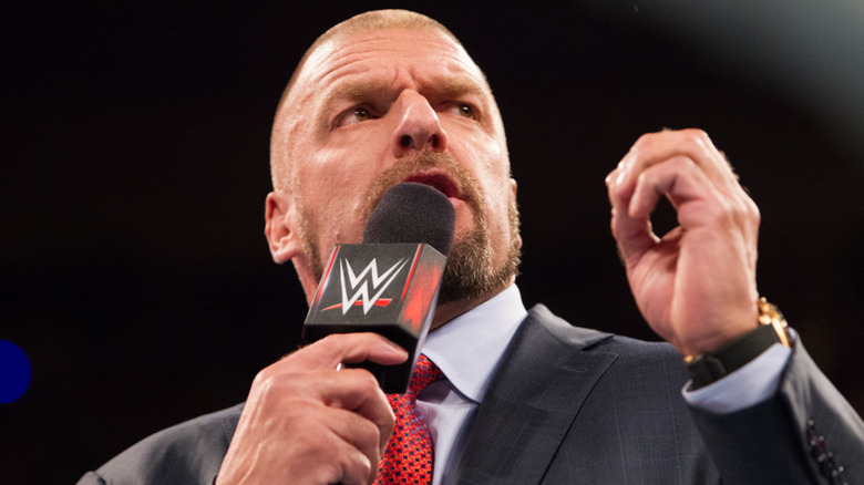 Triple H cutting a promo