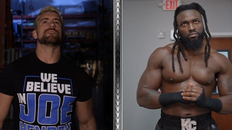 Joe Hendry and Keanu Carver are filmed in a side-by-side split screen.