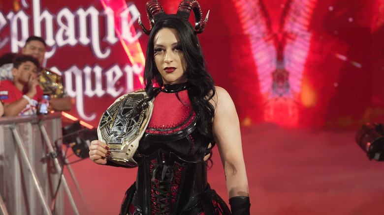 Stephanie Vaquer holding the WWE NXT Women's Championship
