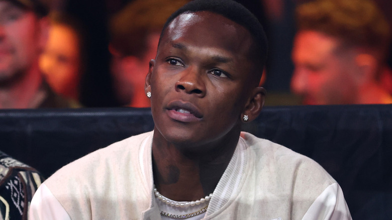 Israel Adesanya looking intently