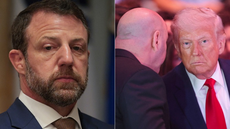 [Left] DHS Secretary Markwayne Mullin and [Right] President Trump and Dana White at a UFC event