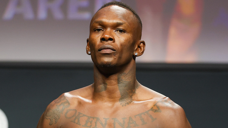 Israel Adesanya at the UFC Fight Night 271 Weigh Ins