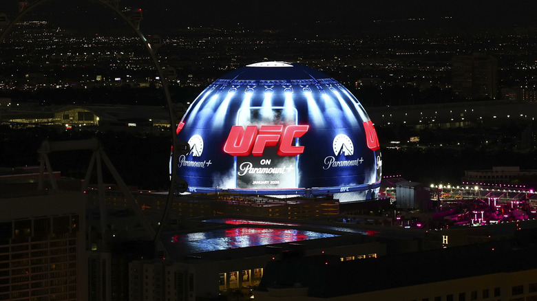 UFC and Paramount+ advertised on the Las Vegas Sphere