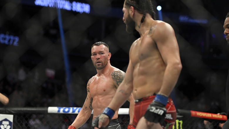 Jorge Masvidal and Colby Covington in the Octagon