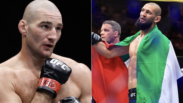 [Left] Sean Strickland and [Right] Khamzat Chimaev