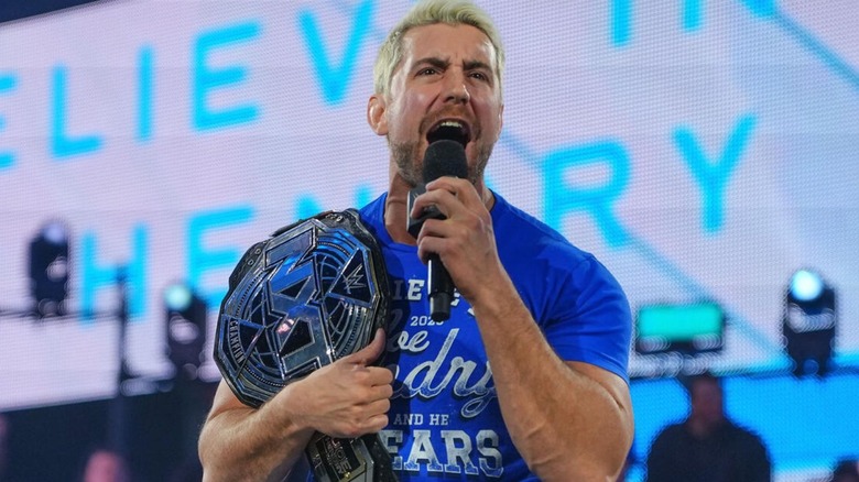 NXT Champion Joe Hendry cuts a promo in the middle of the ring during an episode of 