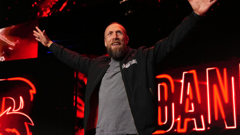 Bryan Danielson posing as he makes his AEW entrance 