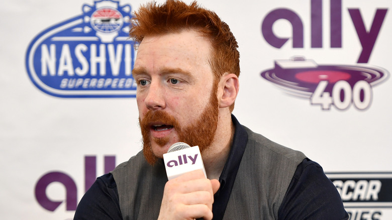 Sheamus speaking during a press conference prior to the NASCAR Cup Series Ally 400 at Nashville Superspeedway, June 2022.