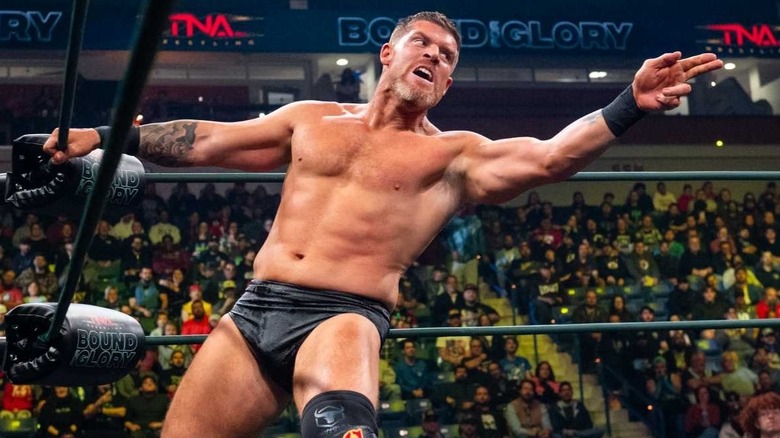 Steve Maclin awaits his opponent in the corner of the ring at TNA's Bound for Glory 2025 pay-per-view event