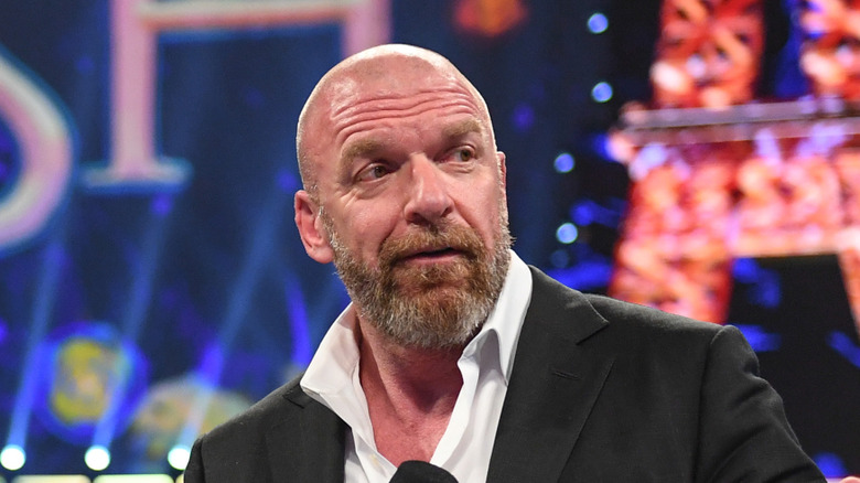 Triple H looking to his left