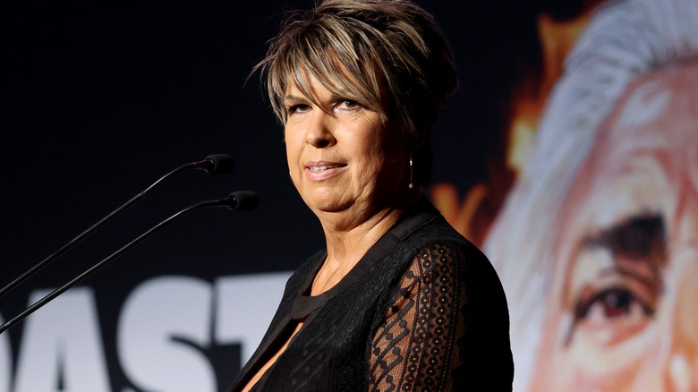 Vickie Guerrero speaking during The Roast of Ric Flair, 2022.