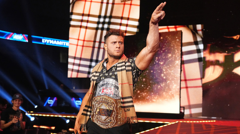 MJF making his entrance with the AEW World Championship around his waist