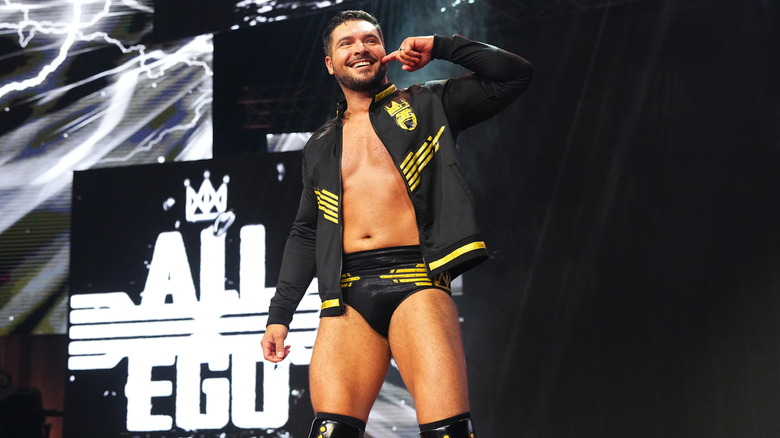 Ethan Page poses on entrance ramp