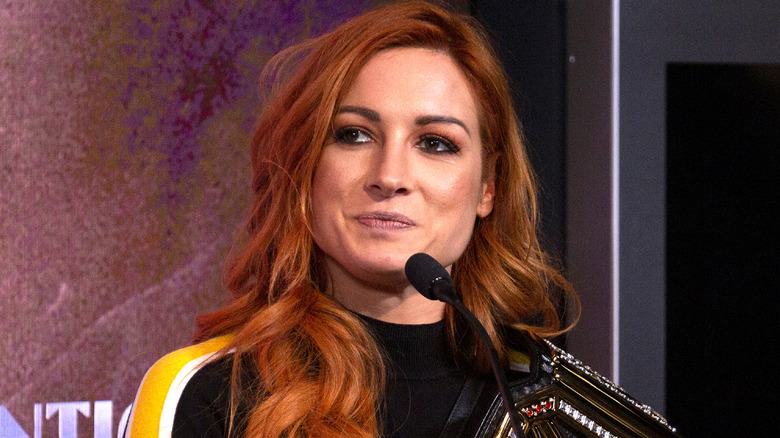 Becky Lynch at a press conference