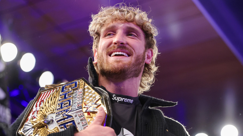 Logan Paul smilingly nervously at the thought of facing Orton and Owens