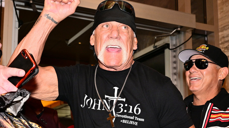 Hulk Hogan celebrating his love for the Lord