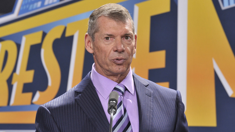 Vince McMahon attends a press conference to announce that WWE Wrestlemania 29 will be held at MetLife Stadium in 2013 at MetLife Stadium on February 16, 2012 in East Rutherford, New Jersey.