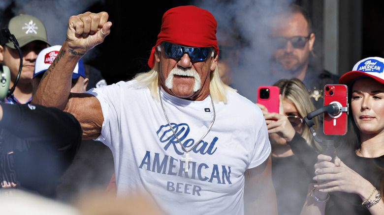 Hulk Hogan after being introduced during the Texas Longhorns and Arkansas Razorbacks match, 2024.