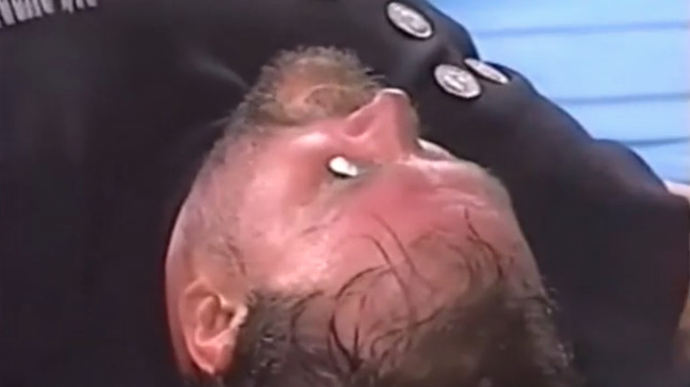 Big Bubba with silver dollars over his eyes at WCW Bash at the Beach 1996