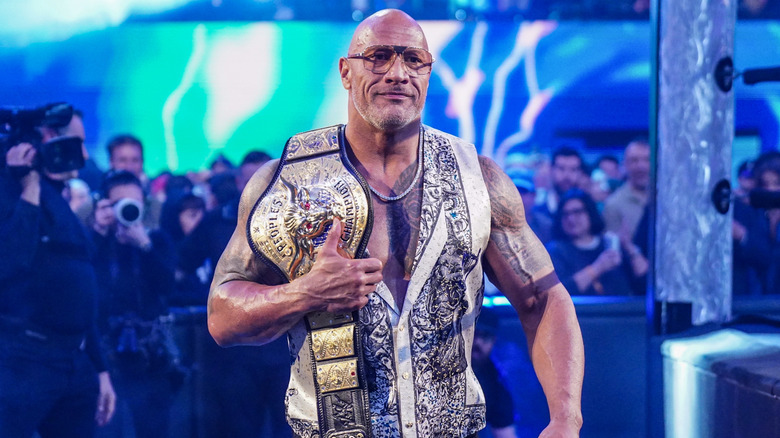 Dwayne "The Rock" Johnson makes his way to the ring during RAW at Intuit Dome on January 6, 2025 in Inglewood, California.
