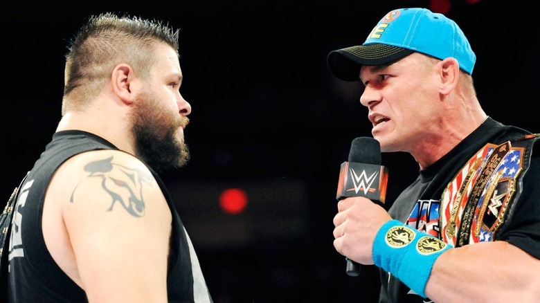 John Cena and Kevin Owens facing off in a WWE promo