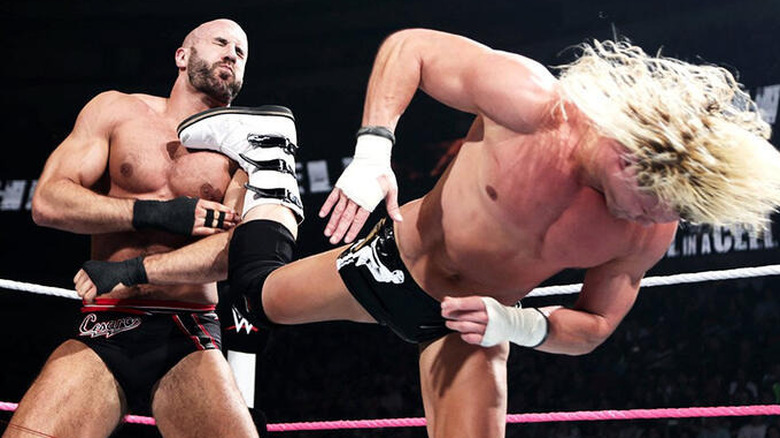 Dolph Ziggler delivers a crisp Superkick onto Cesaro.