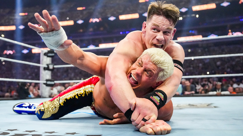 John Cena putting Cody Rhodes into the STFU AKA STF