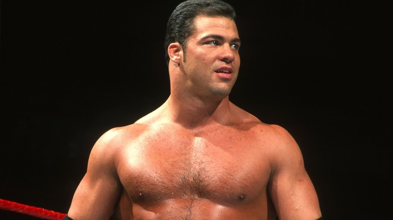 A young Kurt Angle getting ready to wrestle