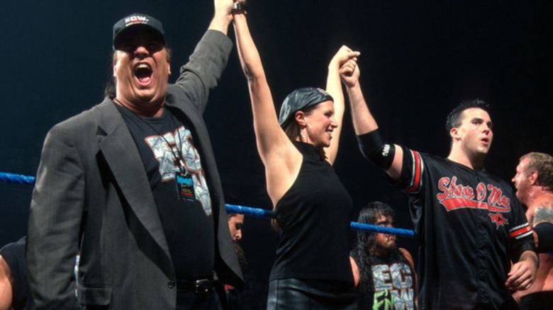 Paul Heyman, Stephanie McMahon, and Shane McMahon on WWE SmackDown