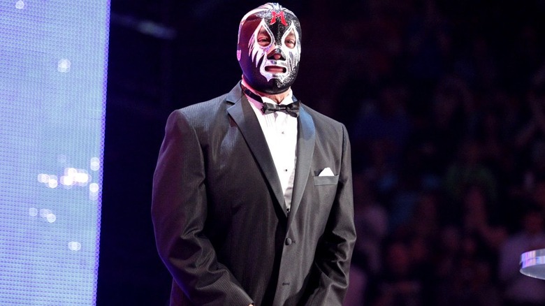 Mil Mascaras during his WWE Hall of Fame induction ceremony