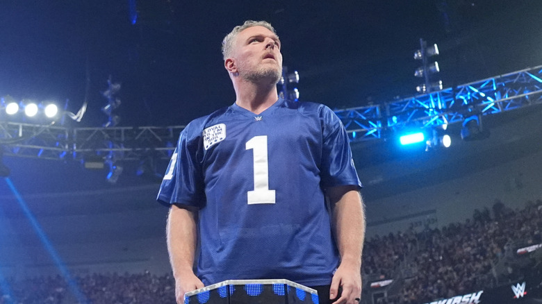 Pat McAfee makes his entrance during WWE Backlash at Enterprise Center on May 10, 2025 in St Louis, Missouri.