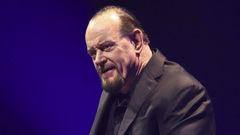 The Undertaker introduces Michelle McCool During WWE 2025 Hall of Fame at BleauLive Theater at Fontainebleau Las Vegas on April 18, 2025 in Las Vegas, Nevada.