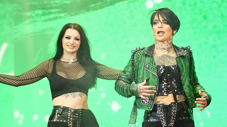 Ruby Soho and Saraya make their way to the ring