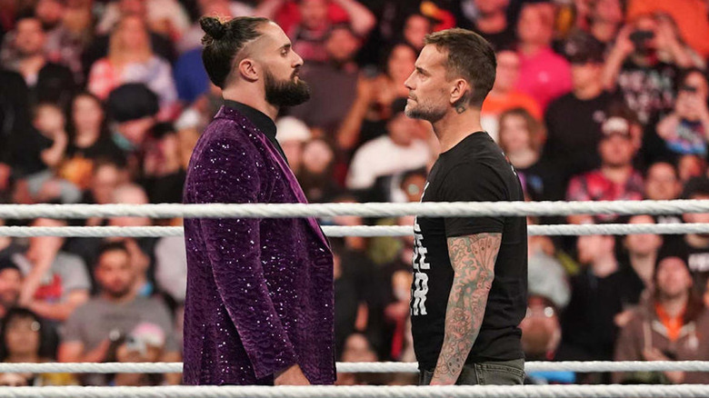 Seth Rollins stares down CM Punk