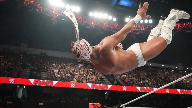 Dragon Lee dives through the air