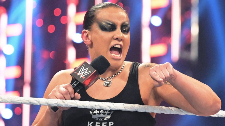 Shayna Baszler cutting a promo