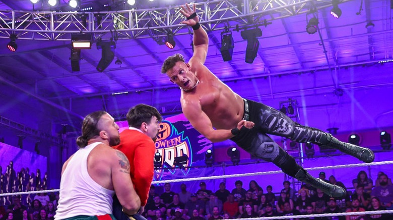 Channing Lorenzo Hits An Elbow Drop On WWE NXT TV