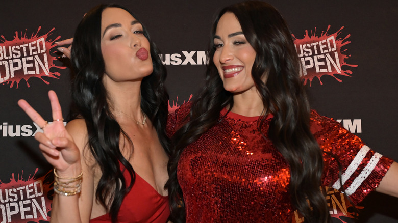 The Bella Twins attend the SririusXM Busted Open Wrestlemania party